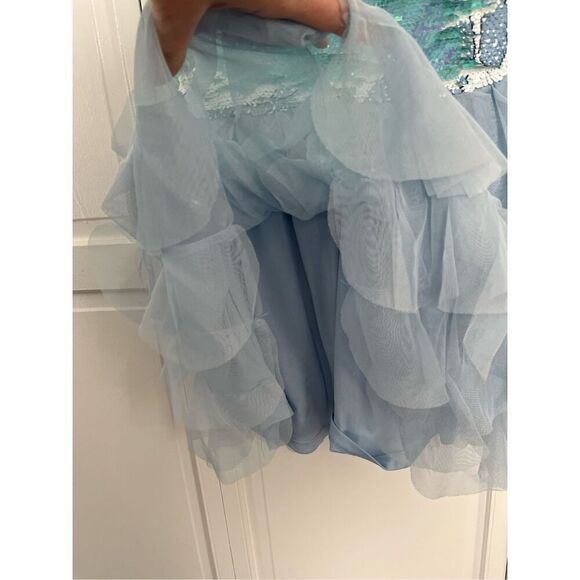 Disney Parks Frozen Elsa Flip Sequin TieredTulle Sleeveless Dress Size Large EUC - Picture 5 of 6